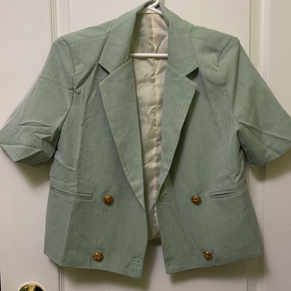 Mint Green Medium Women Blazer with Gold Buttons SHEIN - Picture 3 of 6